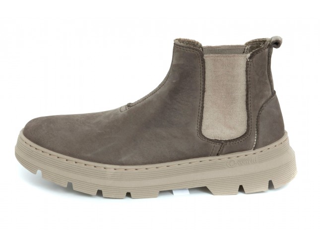 Ghete Natural World, din piele naturala, model 7182B, Maro Castano