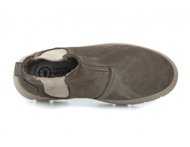 Ghete Natural World, din piele naturala, model 7182B, Maro Castano