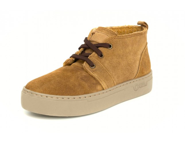 Ghete Natural World, din piele intoarsa, model WOOL 6121, Bej Moca