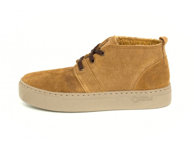 Ghete Natural World, din piele intoarsa, model WOOL 6121, Bej Moca