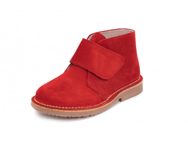 Ghete Safari pentru copii, piele intoarsa Rosu velcro