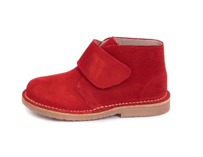 Ghete Safari pentru copii, piele intoarsa Rosu velcro