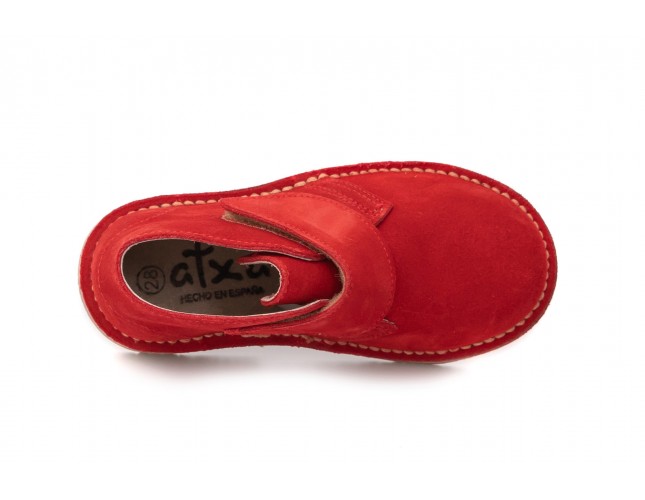 Ghete Safari pentru copii, piele intoarsa Rosu velcro