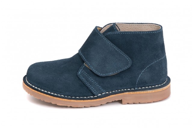 Ghete Safari pentru copii, piele intoarsa Albastru Baikal, velcro