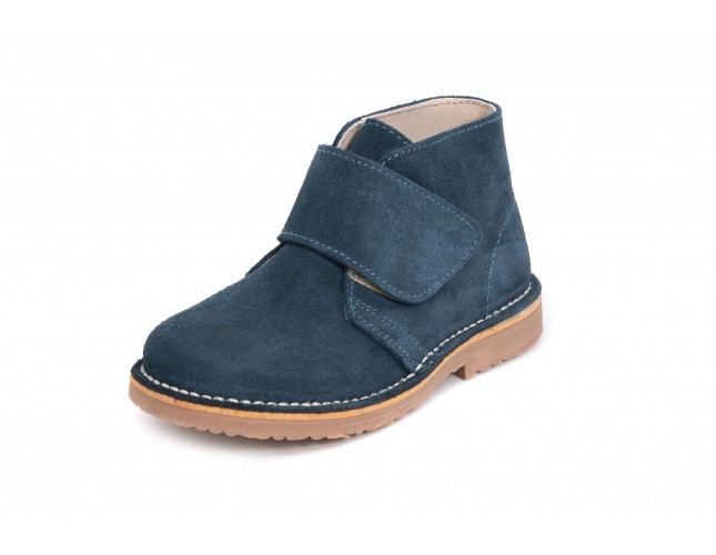 Ghete Safari pentru copii, piele intoarsa Albastru Baikal, velcro