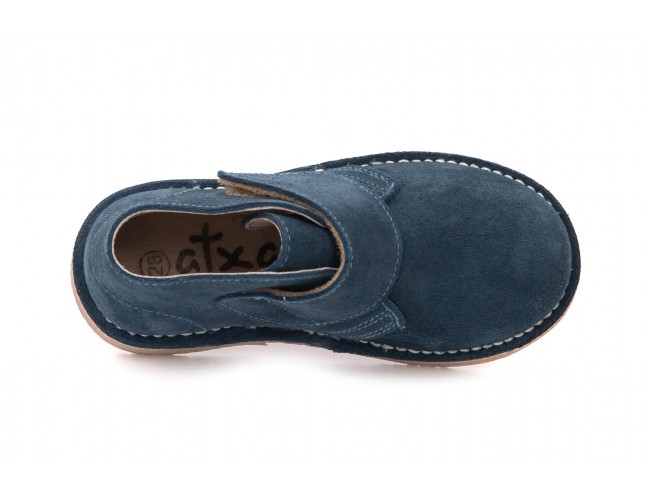 Ghete Safari pentru copii, piele intoarsa Albastru Baikal, velcro