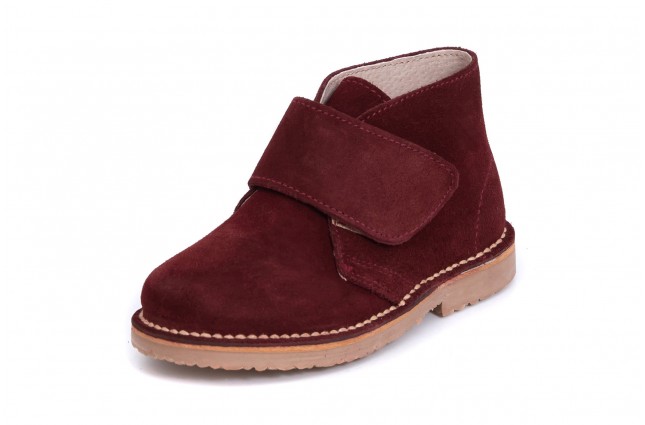 Ghete Safari pentru copii, piele intoarsa Bordo, velcro