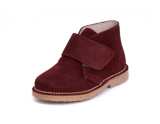 Ghete Safari pentru copii, piele intoarsa Bordo, velcro