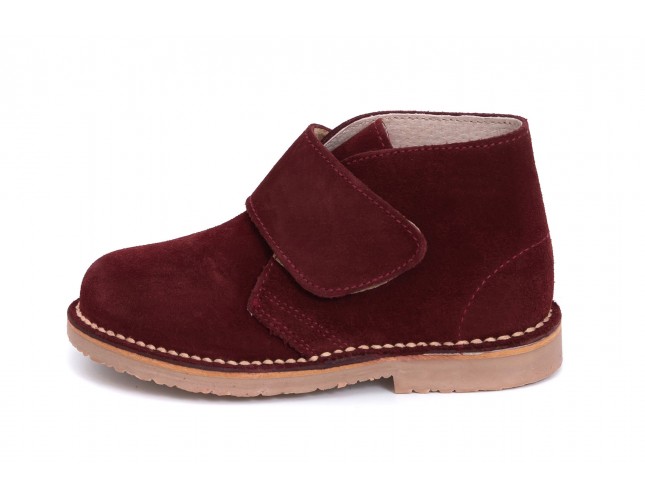 Ghete Safari pentru copii, piele intoarsa Bordo, velcro