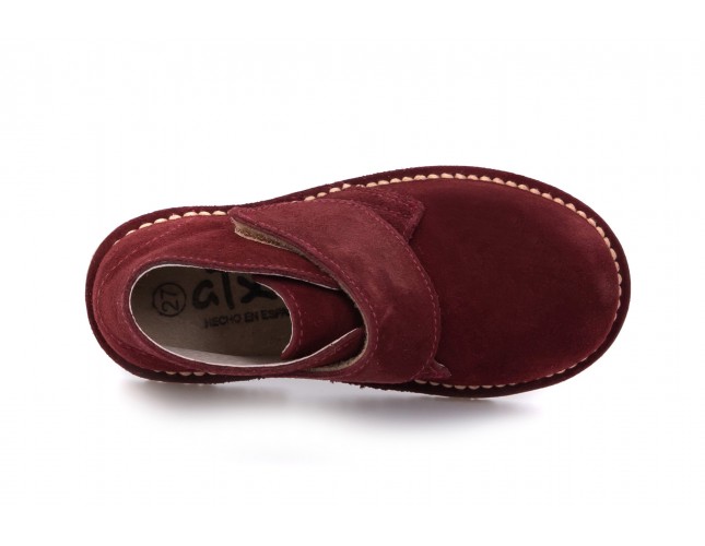 Ghete Safari pentru copii, piele intoarsa Bordo, velcro