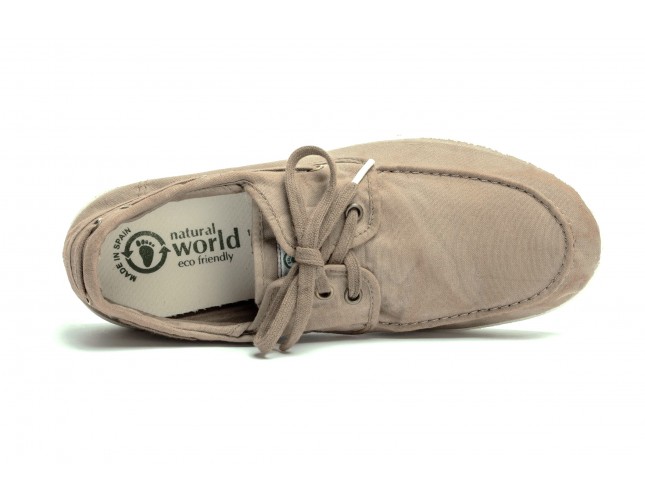 Pantofi din panza Natural World, model Nautico, Bej Camel