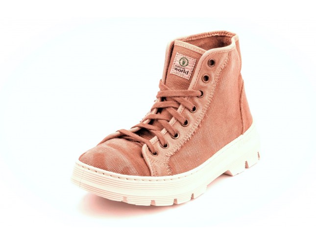 Ghete Natural World, model Bota 7101, Caramiziu, aspect Stone-Washed