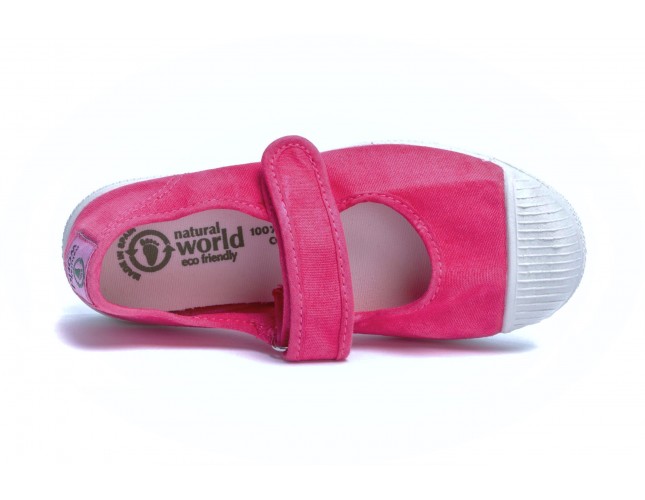 Tenisi Natural World pentru copii, model Mercedes, Fucsia , aspect Stone-Washed