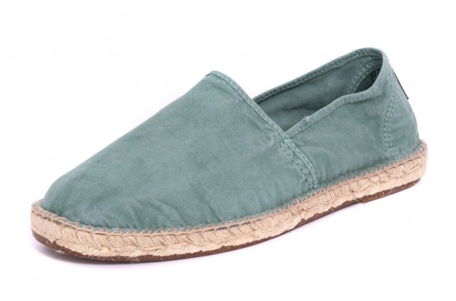 Espadrile Natural World, model Camping, Verde, aspect Stone-Washed
