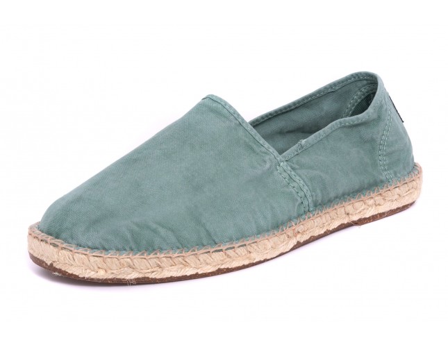 Espadrile Natural World, model Camping, Verde, aspect Stone-Washed