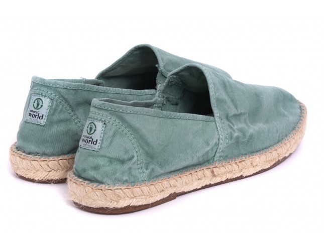 Espadrile Natural World, model Camping, Verde, aspect Stone-Washed