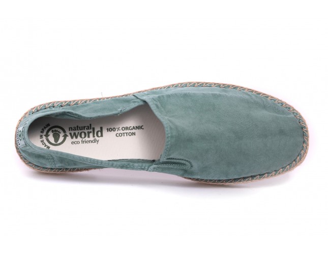 Espadrile Natural World, model Camping, Verde, aspect Stone-Washed