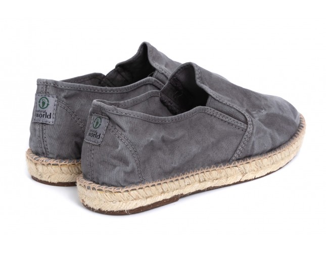 Espadrile Natural World, model Slip On, Gri, aspect Stone-Washed