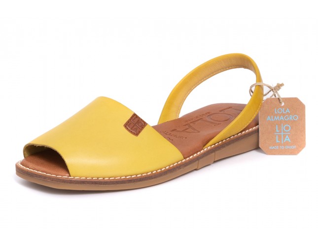 Sandale LOLA ALMAGRO din piele, model ISLA 9351, Galben Citrus