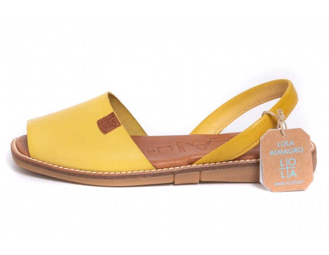 Sandale LOLA ALMAGRO din piele, model ISLA 9351, Galben Citrus