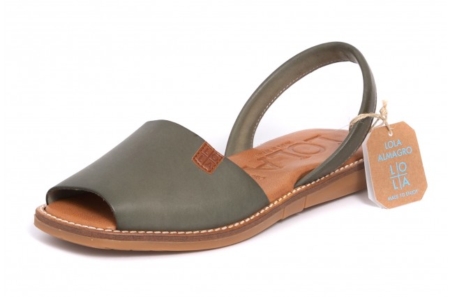 Sandale LOLA ALMAGRO din piele, model ISLA 9351, Kaki Wasabi