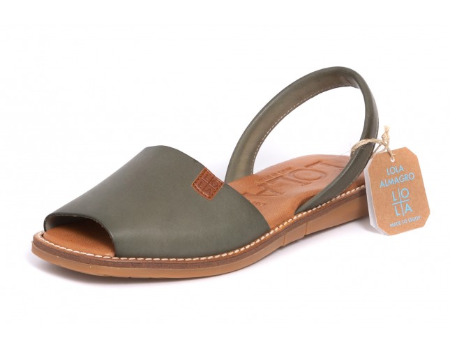Sandale LOLA ALMAGRO din piele, model ISLA 9351, Kaki Wasabi