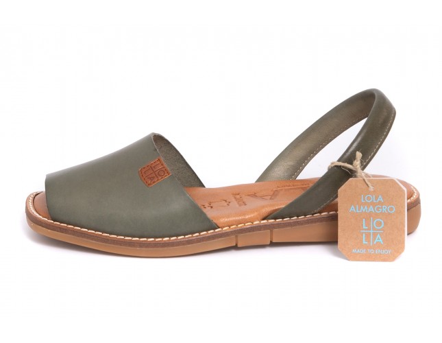 Sandale LOLA ALMAGRO din piele, model ISLA 9351, Kaki Wasabi