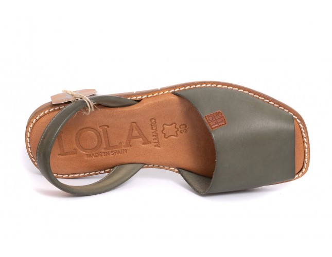 Sandale LOLA ALMAGRO din piele, model ISLA 9351, Kaki Wasabi