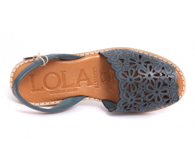 Sandale LOLA ALMAGRO din piele, model LASER 469, Albastru Jeans