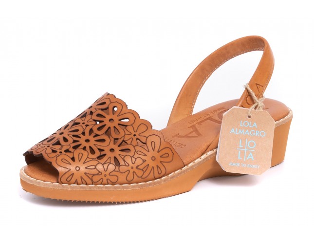 Sandale LOLA ALMAGRO din piele, model LASER 469, Cuero Avellana