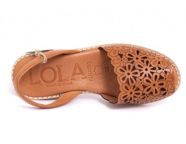 Sandale LOLA ALMAGRO din piele, model LASER 469, Cuero Avellana