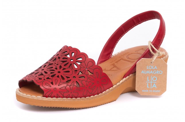 Sandale LOLA ALMAGRO din piele, model LASER 469, Rosu