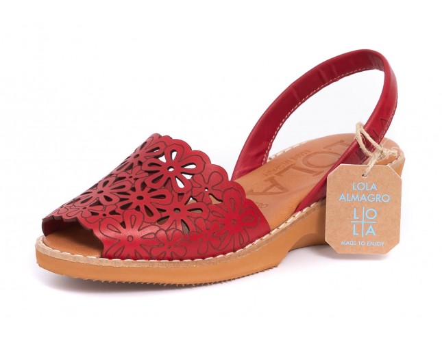 Sandale LOLA ALMAGRO din piele, model LASER 469, Rosu