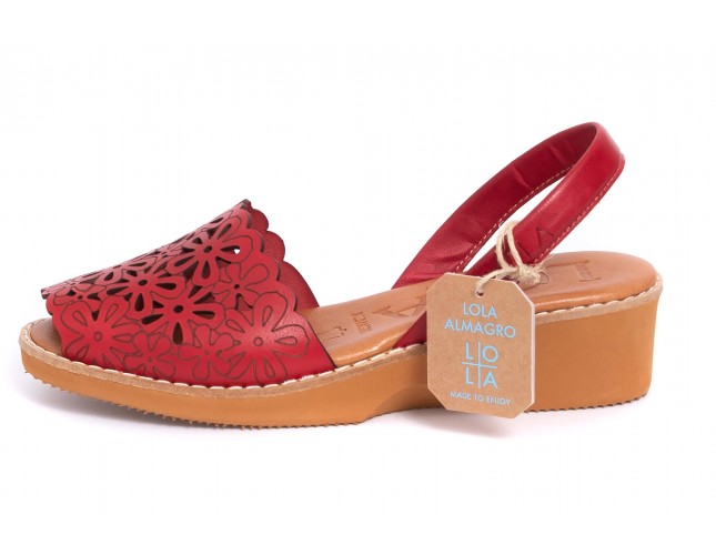 Sandale LOLA ALMAGRO din piele, model LASER 469, Rosu