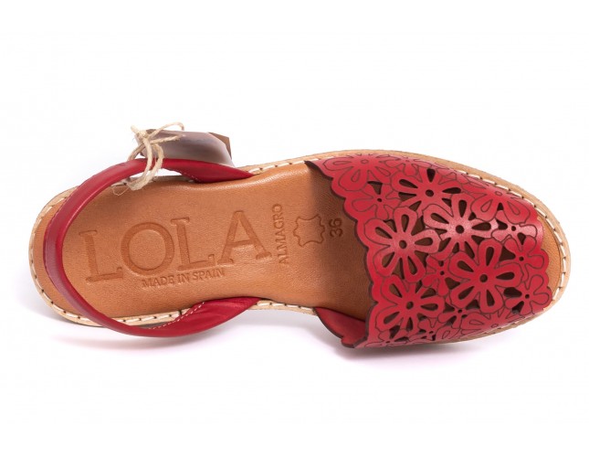 Sandale LOLA ALMAGRO din piele, model LASER 469, Rosu