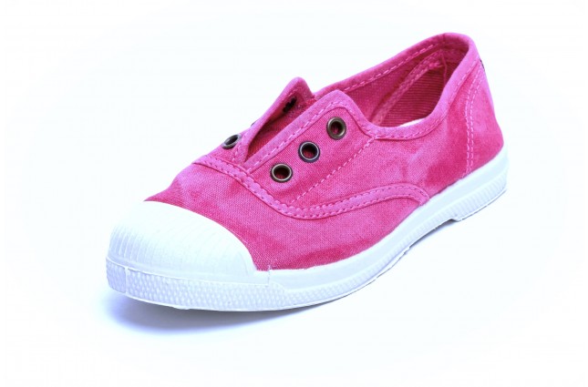 Tenisi Natural World pentru copii, model Elastico, Fucsia, aspect Stone-Washed
