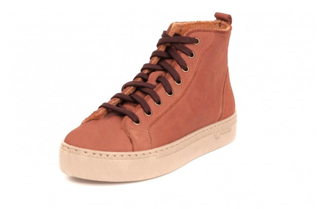 Ghete Natural World, din piele napa, model WOOL 6180, Caramiziu Arcilla
