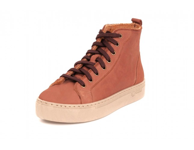 Ghete Natural World, din piele napa, model WOOL 6180, Caramiziu Arcilla
