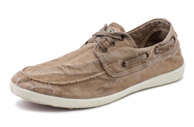 Pantofi din panza Natural World, model Nautico, Bej, aspect Stone-Washed