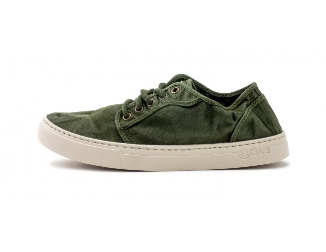 Pantofi Natural World, model BASKET 6602, Verde Kaki aspect stone-washed