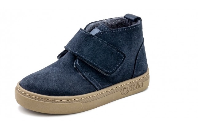 Ghete Natural World, din piele, model WOOL 6926, Albastru Marin