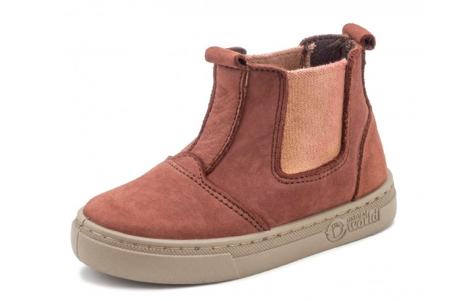 Ghete Natural World, din piele naturala, model 6982, Caramiziu Teja