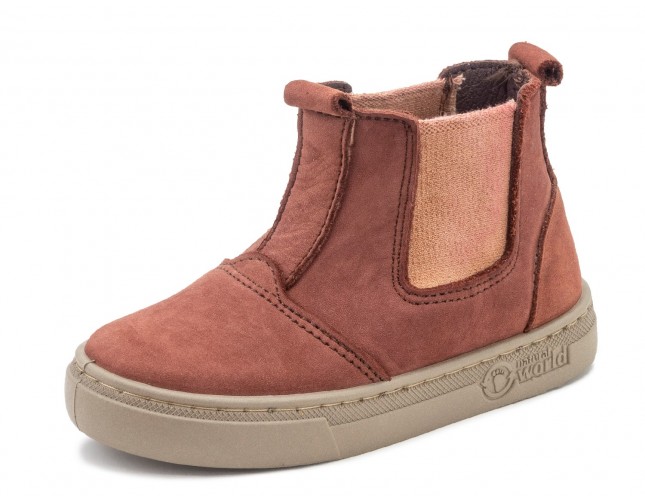 Ghete Natural World, din piele naturala, model 6982, Caramiziu Teja