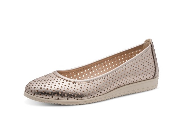 Balerini Marco Tozzi, din piele naturala, model 22501, Auriu Platinum