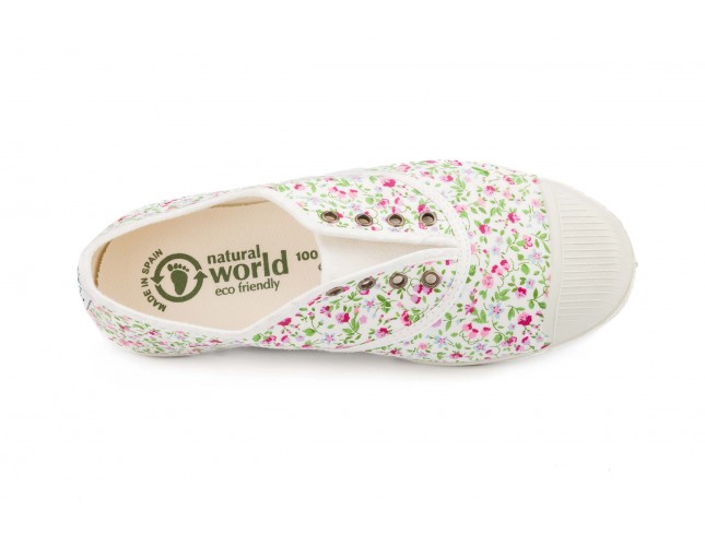 Tenisi Natural World, model Elastico, Alb Flori