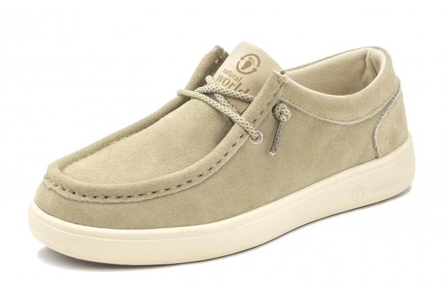 Pantofi Natural World, din piele, model 8466, Bej