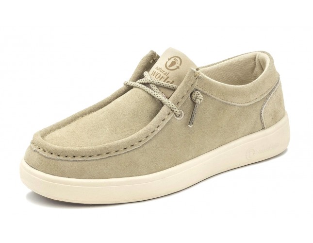 Pantofi Natural World, din piele, model 8466, Bej