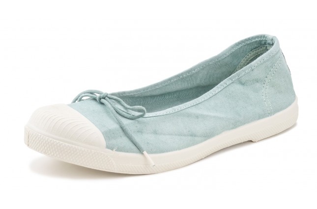 Tenisi Natural World, model Balerina 128, Albastru Aqua, aspect Stone-Washed