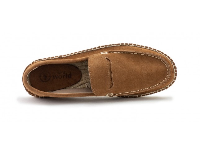 Espadrile Natural World, Piele Intoarsa, model 8192, Maro