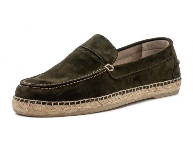 Espadrile Natural World, Piele Intoarsa, model 8192, Kaki